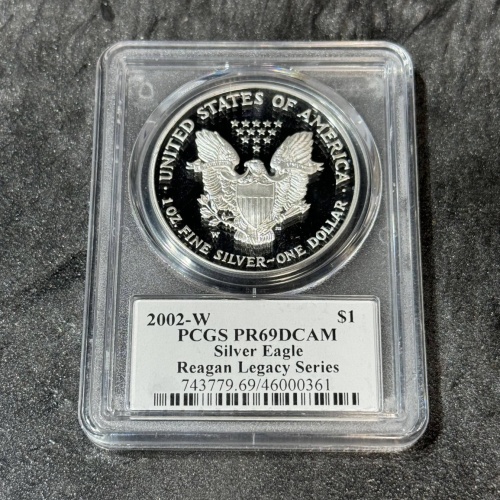 2002 W Silver Eagle Dollar PCGS PR69DCAM - Reagan Legacy Series