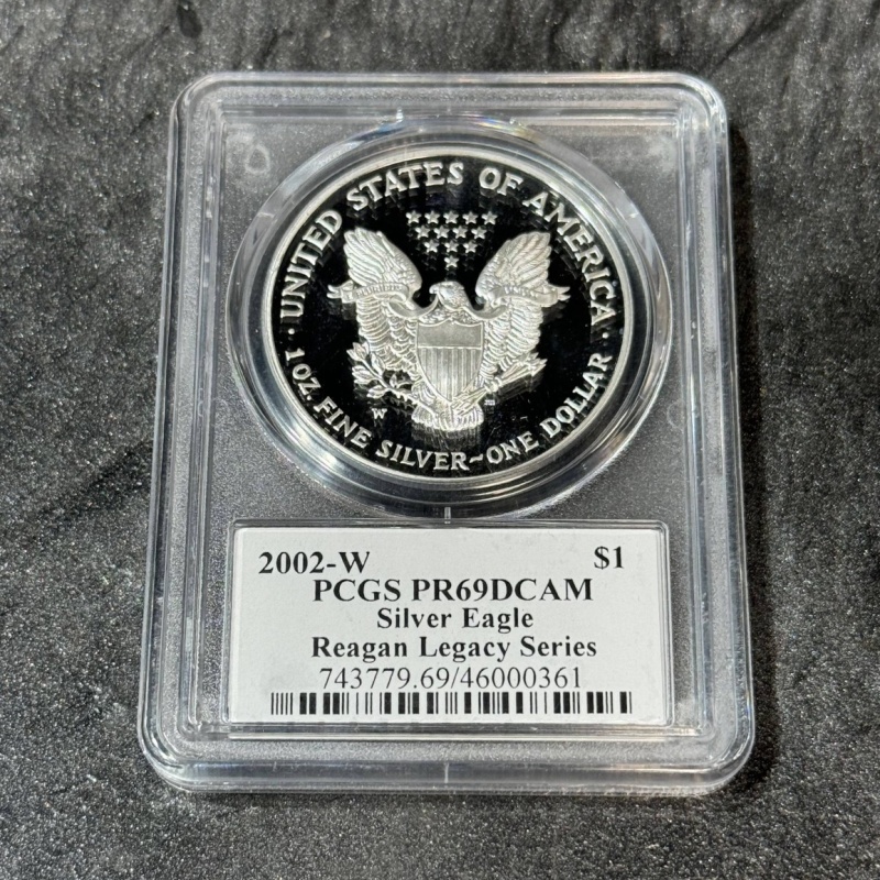 2002 W Silver Eagle Dollar PCGS PR69DCAM - Reagan Legacy Series
